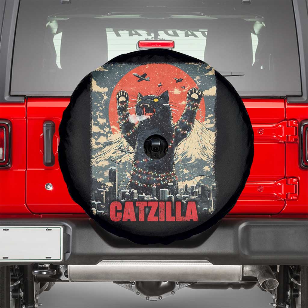 Catzilla Christmas Spare Tire Cover Japanese Cat Lover Kitty - Wonder Print Shop