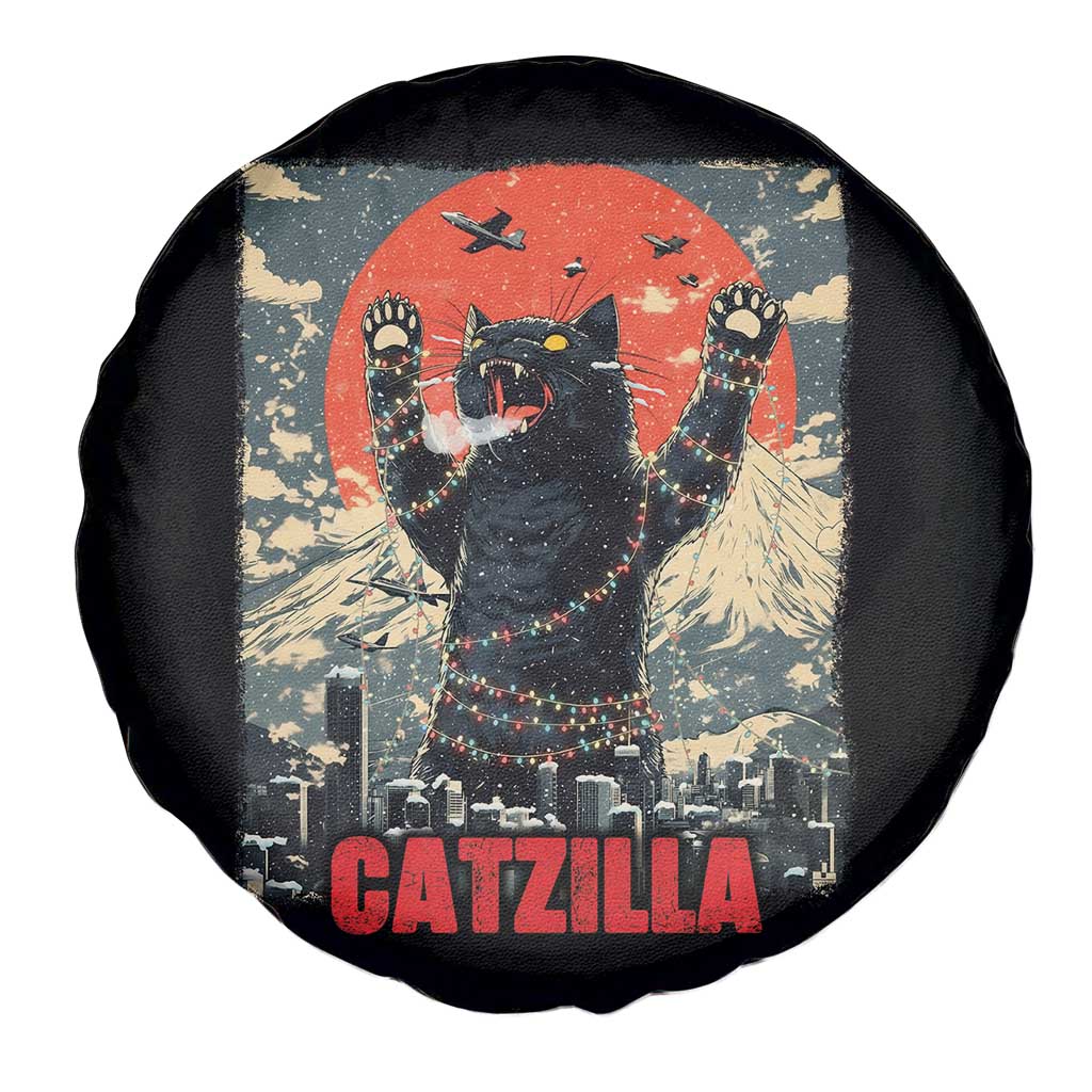 Catzilla Christmas Spare Tire Cover Japanese Cat Lover Kitty - Wonder Print Shop