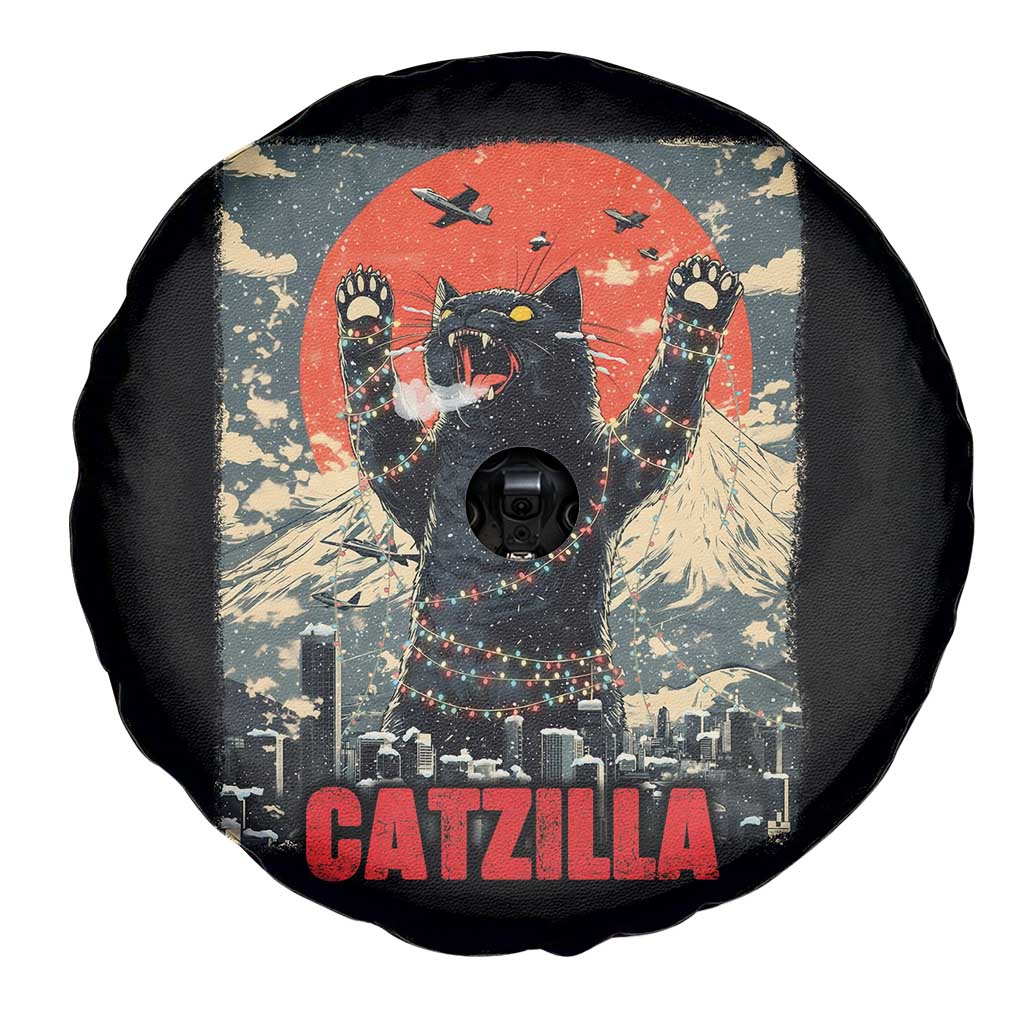 Catzilla Christmas Spare Tire Cover Japanese Cat Lover Kitty - Wonder Print Shop