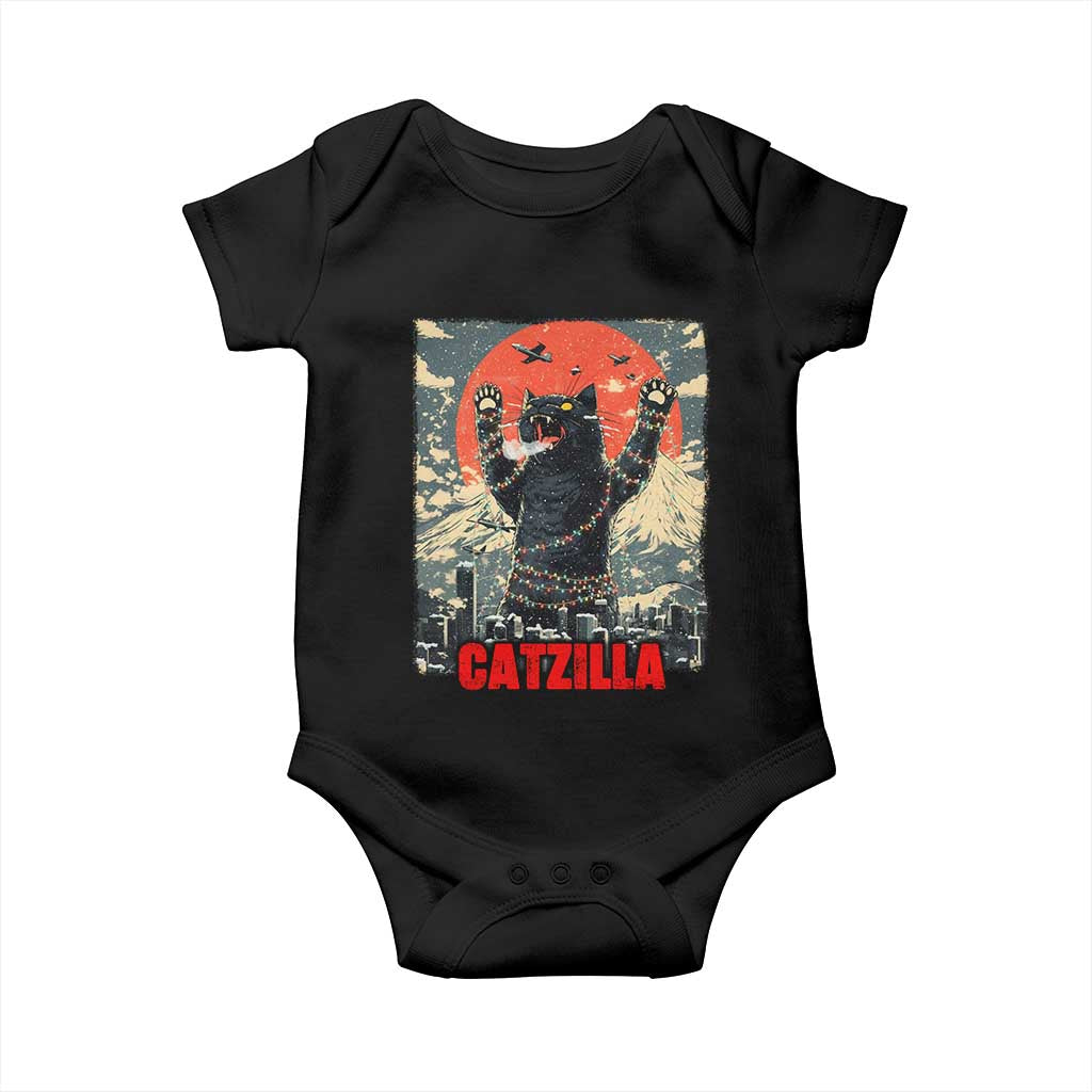 Catzilla Christmas Baby Onesie Japanese Cat Lover Kitty - Wonder Print Shop