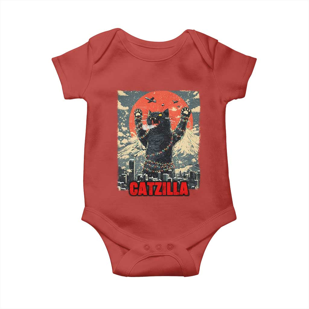 Catzilla Christmas Baby Onesie Japanese Cat Lover Kitty - Wonder Print Shop