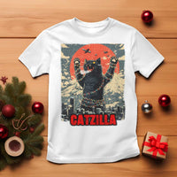 Catzilla Christmas T Shirt Japanese Cat Lover Kitty - Wonder Print Shop