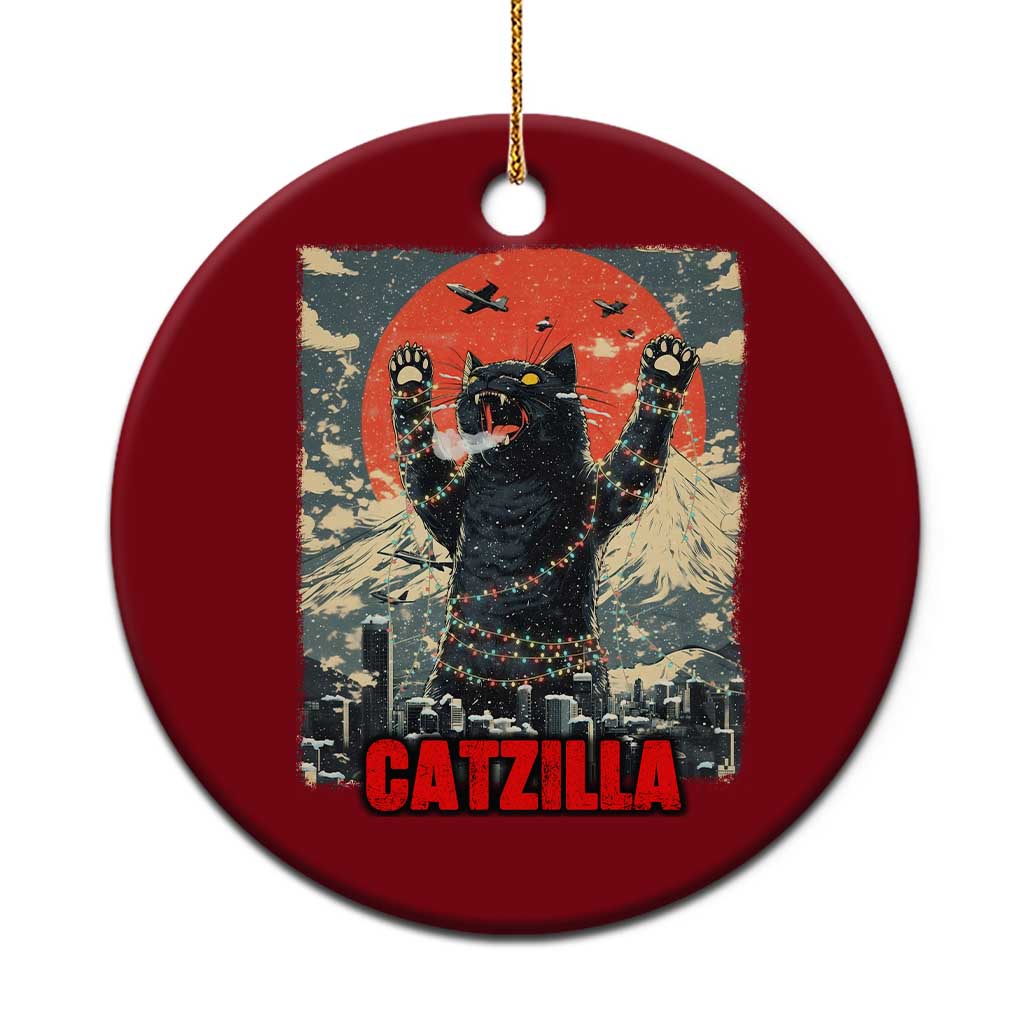 Catzilla Christmas Ceramic Ornament Japanese Cat Lover Kitty - Wonder Print Shop