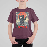 Catzilla Christmas T Shirt For Kid Japanese Cat Lover Kitty - Wonder Print Shop