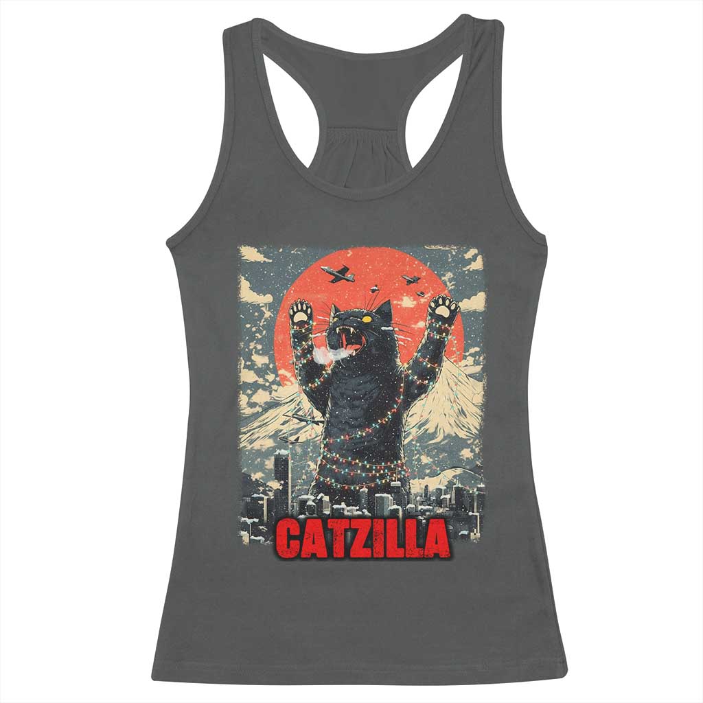 Catzilla Christmas Racerback Tank Top Japanese Cat Lover Kitty - Wonder Print Shop