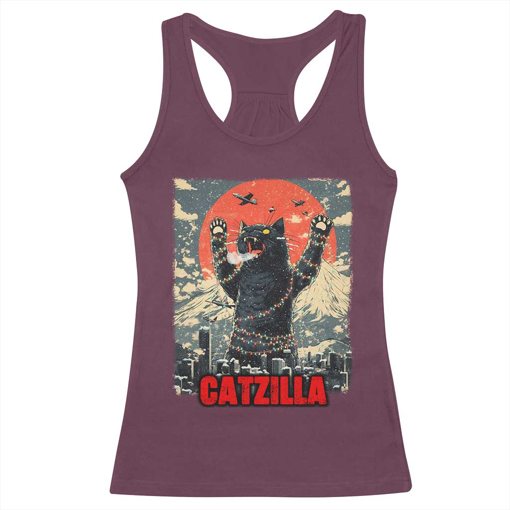 Catzilla Christmas Racerback Tank Top Japanese Cat Lover Kitty - Wonder Print Shop