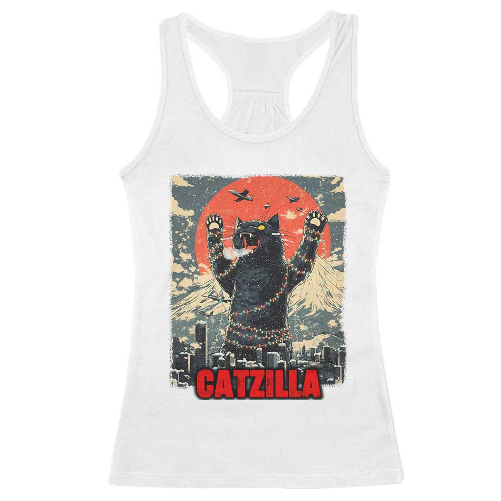 Catzilla Christmas Racerback Tank Top Japanese Cat Lover Kitty - Wonder Print Shop