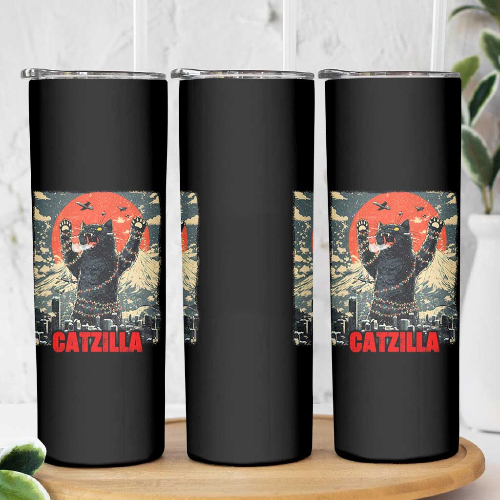 Catzilla Christmas Skinny Tumbler Japanese Cat Lover Kitty - Wonder Print Shop