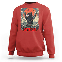 Catzilla Christmas Sweatshirt Japanese Cat Lover Kitty - Wonder Print Shop