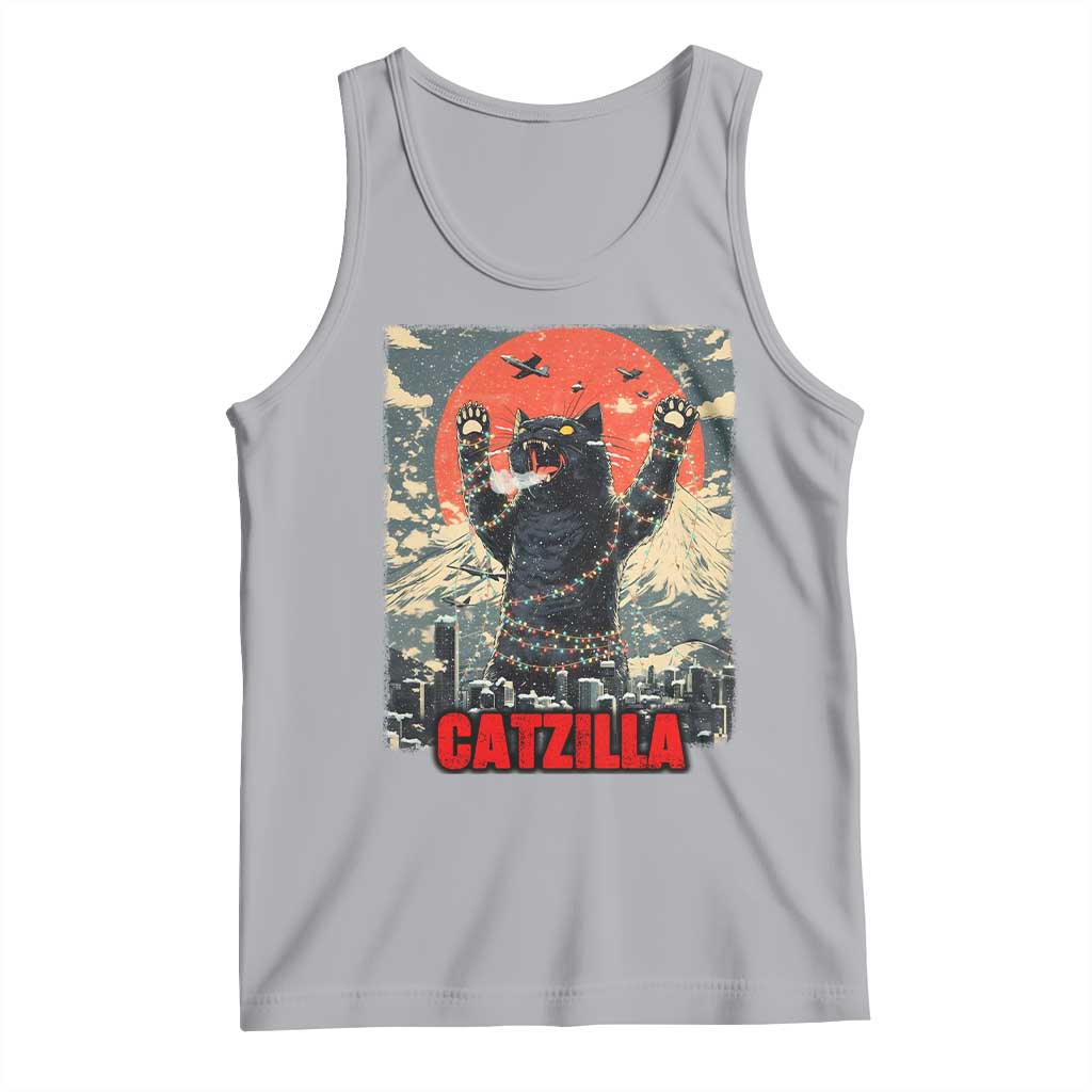 Catzilla Christmas Tank Top Japanese Cat Lover Kitty - Wonder Print Shop