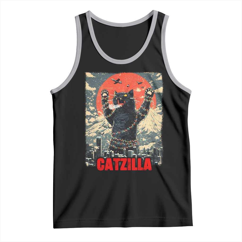 Catzilla Christmas Tank Top Japanese Cat Lover Kitty - Wonder Print Shop
