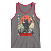 Catzilla Christmas Tank Top Japanese Cat Lover Kitty - Wonder Print Shop