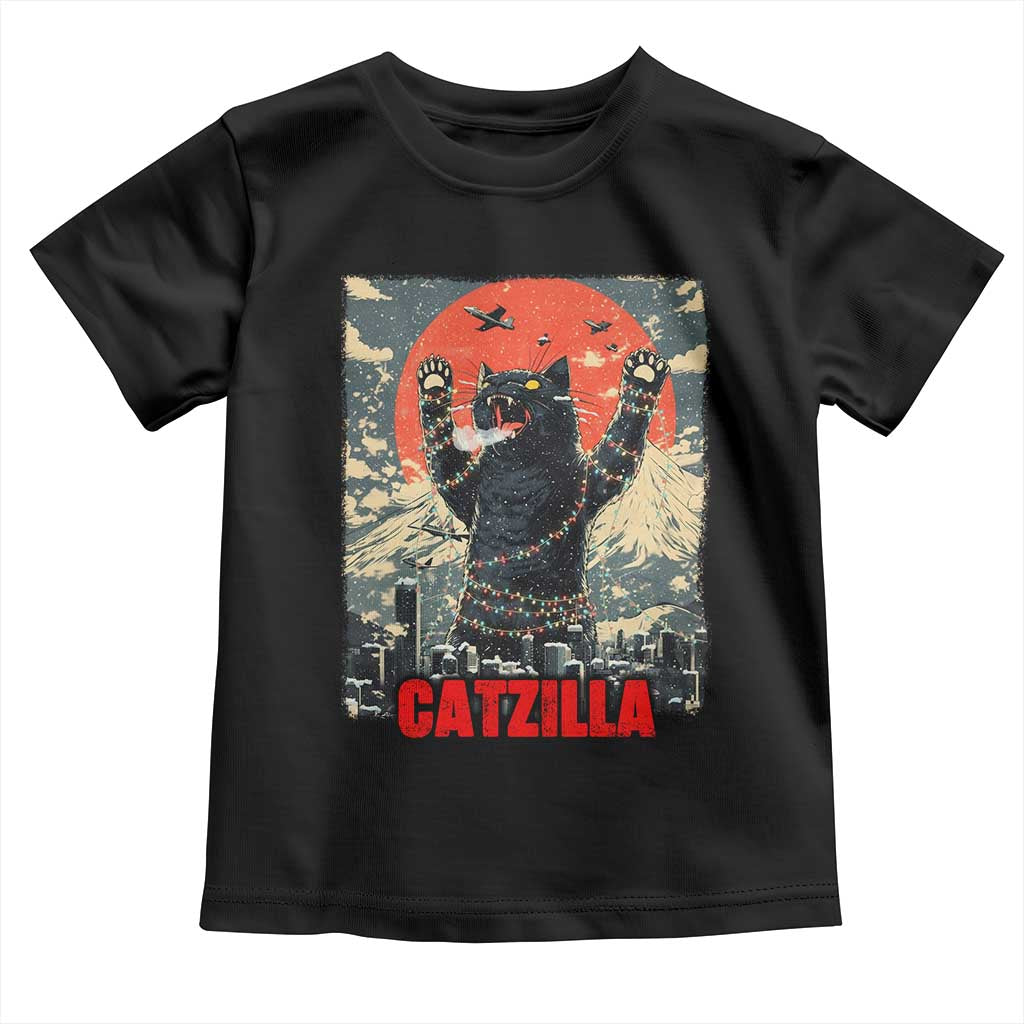 Catzilla Christmas Toddler T Shirt Japanese Cat Lover Kitty - Wonder Print Shop