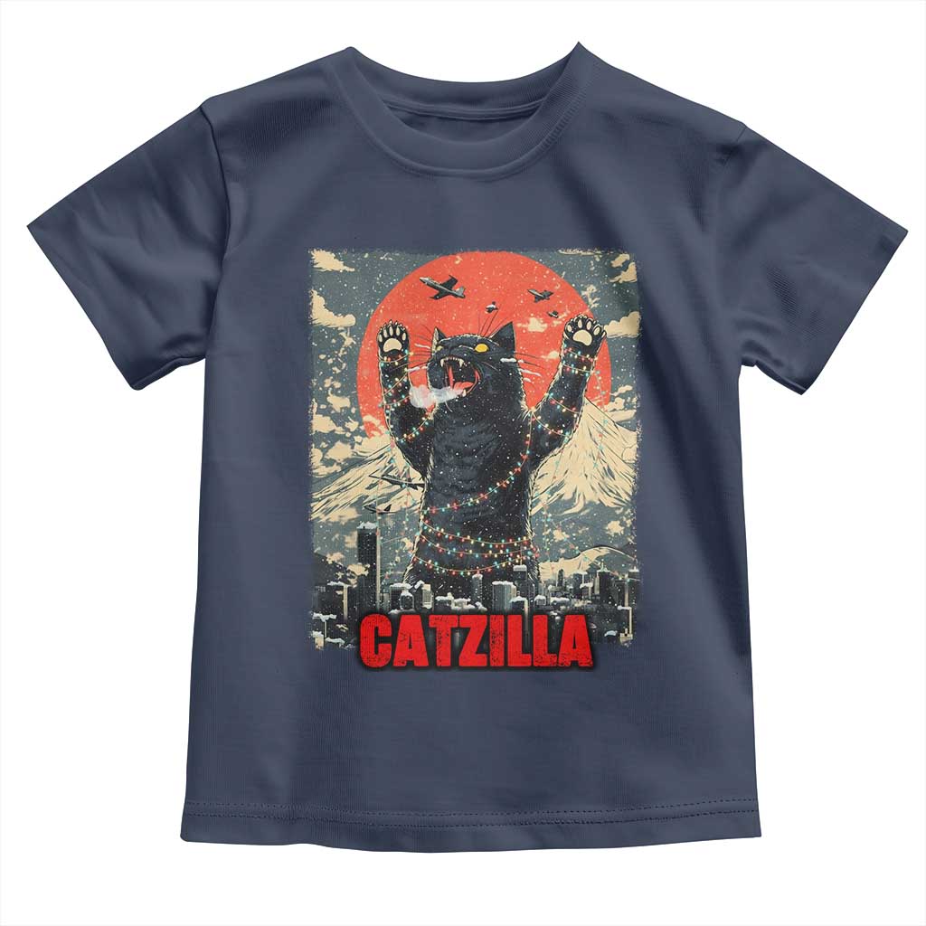 Catzilla Christmas Toddler T Shirt Japanese Cat Lover Kitty - Wonder Print Shop