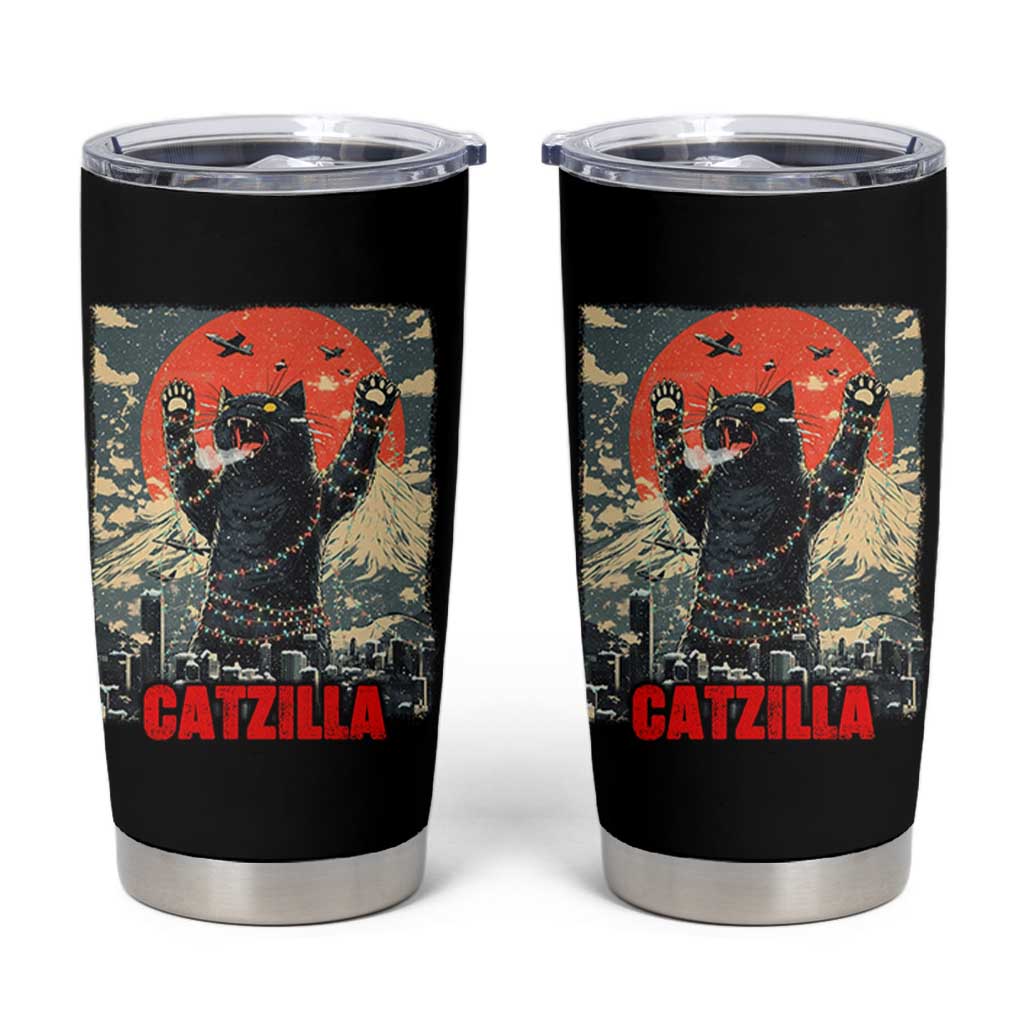 Catzilla Christmas Tumbler Cup Japanese Cat Lover Kitty - Wonder Print Shop