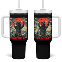 Catzilla Christmas Tumbler With Handle Japanese Cat Lover Kitty - Wonder Print Shop