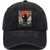 Japanese Cat Christmas Washed Cotton Baseball Cap Funny Kitten Kitty Cat Lover