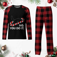 Funny Lazy Cat Christmas Plaid Pajama Set No You Do It - Wonder Print Shop