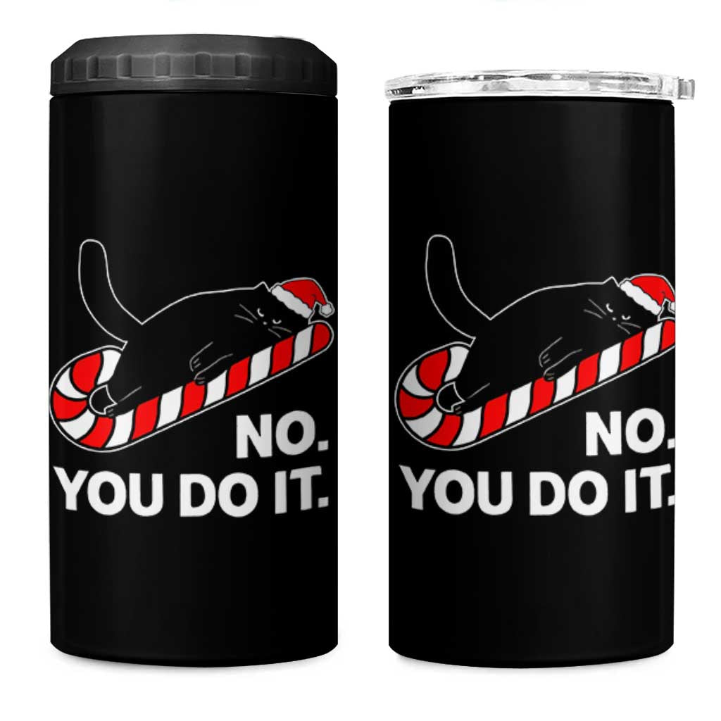 Funny Lazy Cat Christmas 4 in 1 Can Cooler Tumbler No You Do It - Wonder Print Shop