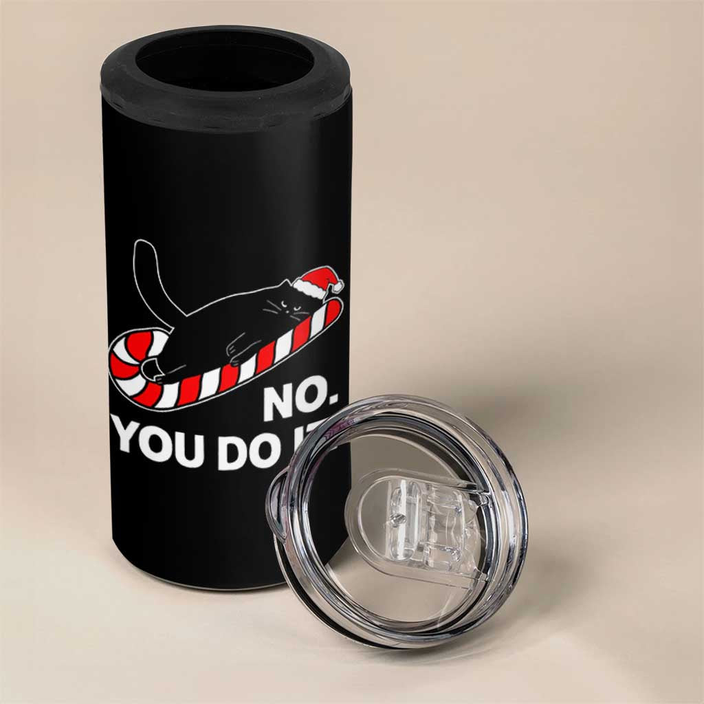 Funny Lazy Cat Christmas 4 in 1 Can Cooler Tumbler No You Do It - Wonder Print Shop