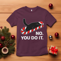 Funny Lazy Cat Christmas T Shirt No You Do It - Wonder Print Shop