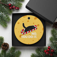 Funny Lazy Cat Christmas Ceramic Ornament No You Do It - Wonder Print Shop