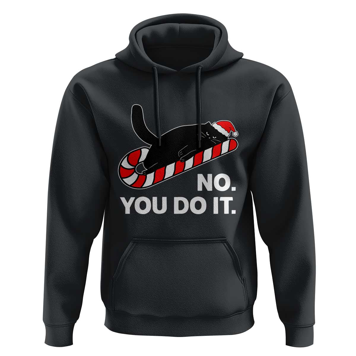 Funny Lazy Cat Christmas Hoodie No You Do It - Wonder Print Shop