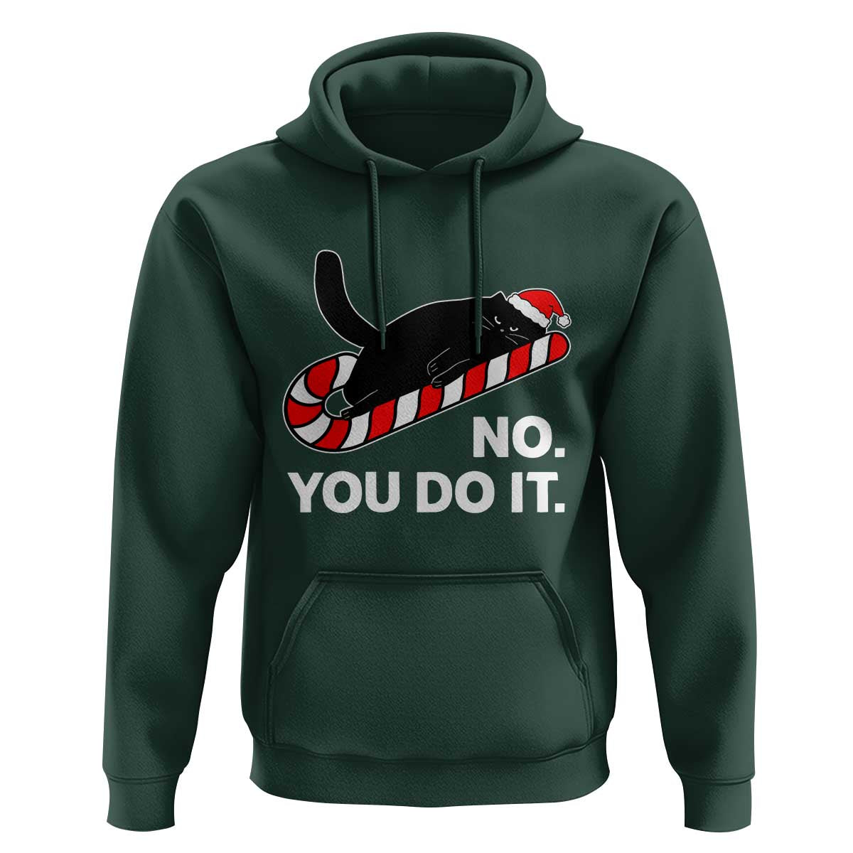 Funny Lazy Cat Christmas Hoodie No You Do It - Wonder Print Shop