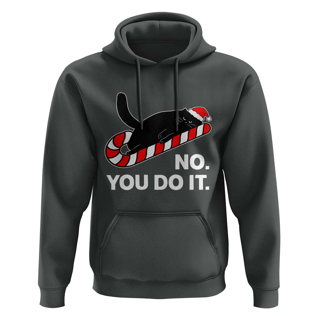 Funny Lazy Cat Christmas Hoodie No You Do It - Wonder Print Shop