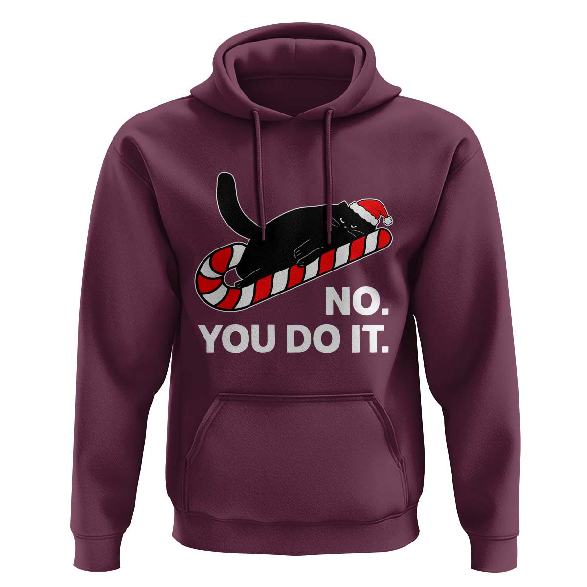 Funny Lazy Cat Christmas Hoodie No You Do It - Wonder Print Shop