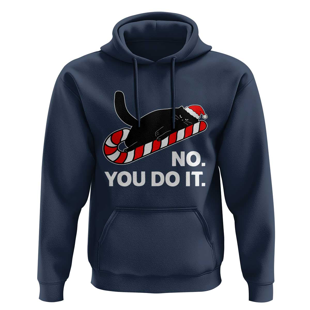 Funny Lazy Cat Christmas Hoodie No You Do It - Wonder Print Shop