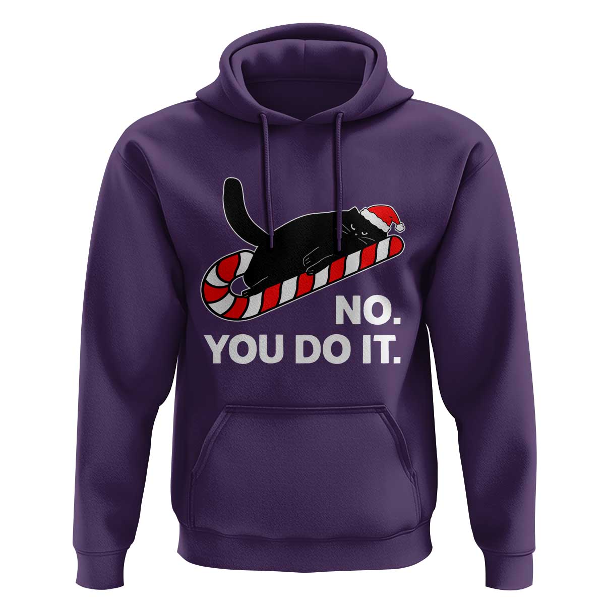 Funny Lazy Cat Christmas Hoodie No You Do It - Wonder Print Shop