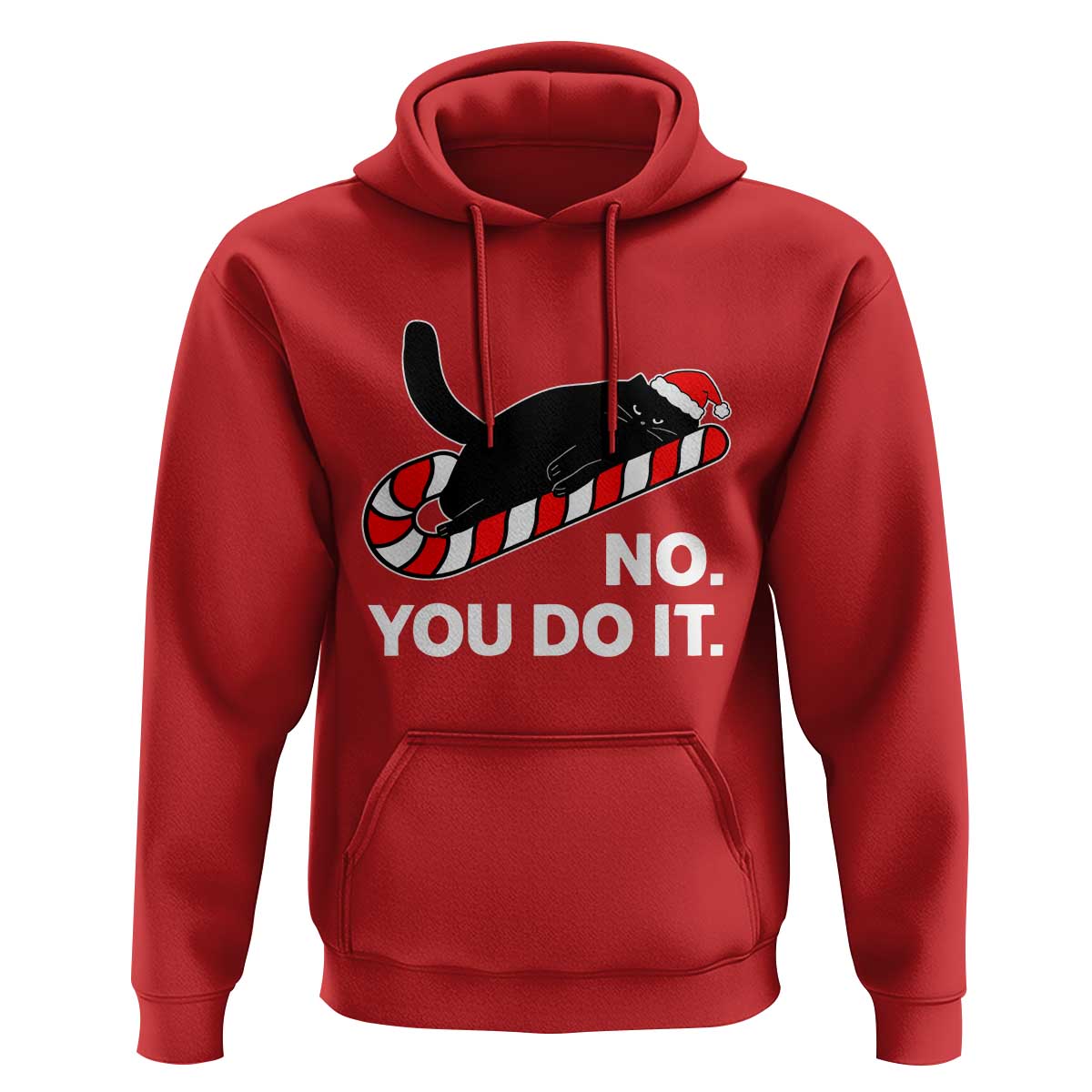 Funny Lazy Cat Christmas Hoodie No You Do It - Wonder Print Shop