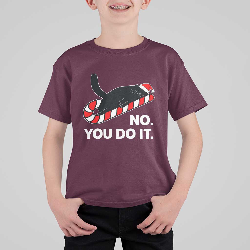 Funny Lazy Cat Christmas T Shirt For Kid No You Do It - Wonder Print Shop