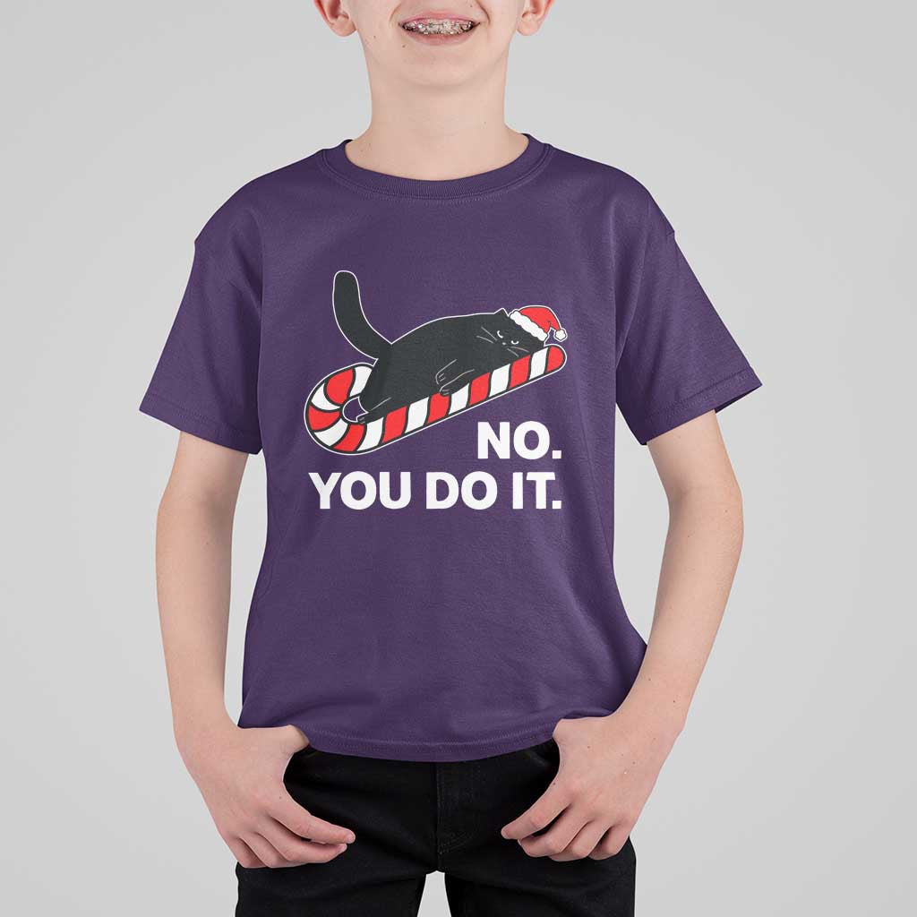 Funny Lazy Cat Christmas T Shirt For Kid No You Do It - Wonder Print Shop