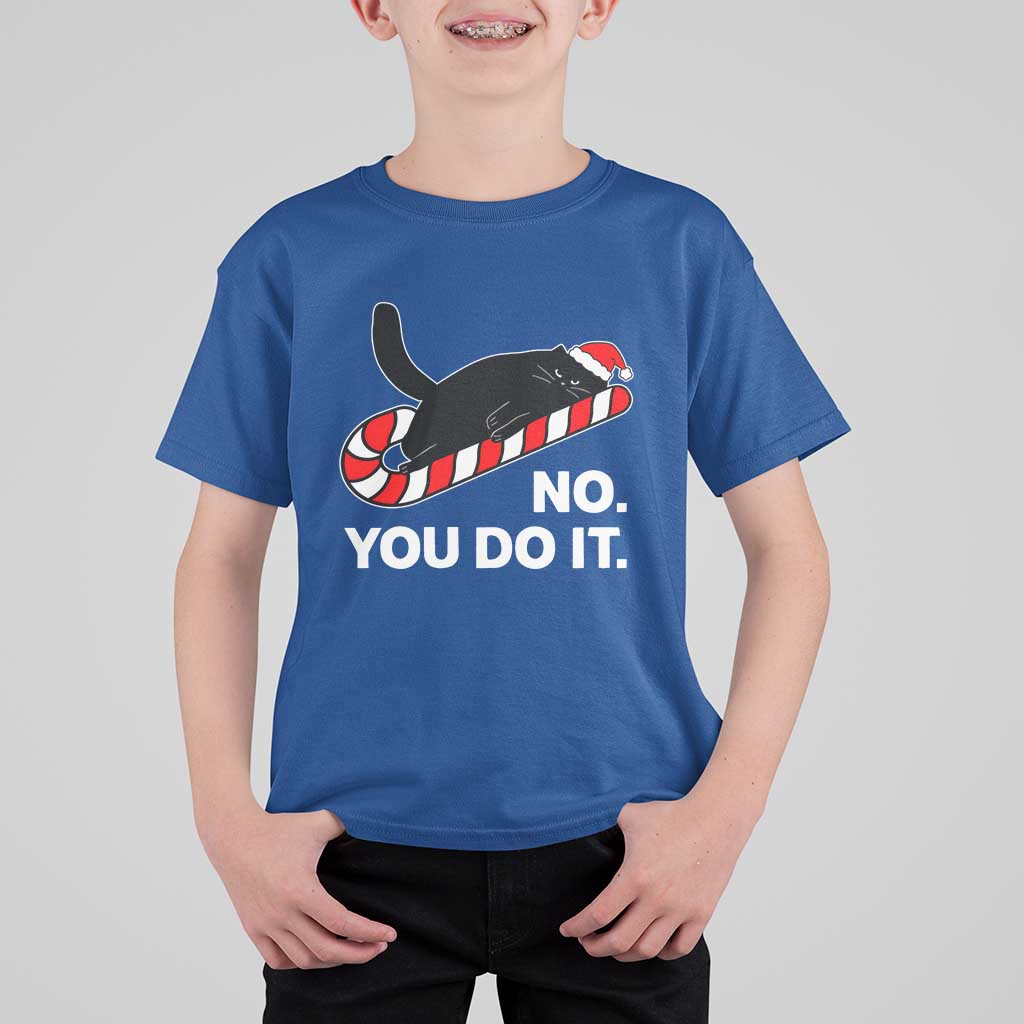 Funny Lazy Cat Christmas T Shirt For Kid No You Do It - Wonder Print Shop