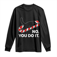 Funny Lazy Cat Christmas Long Sleeve Shirt No You Do It - Wonder Print Shop