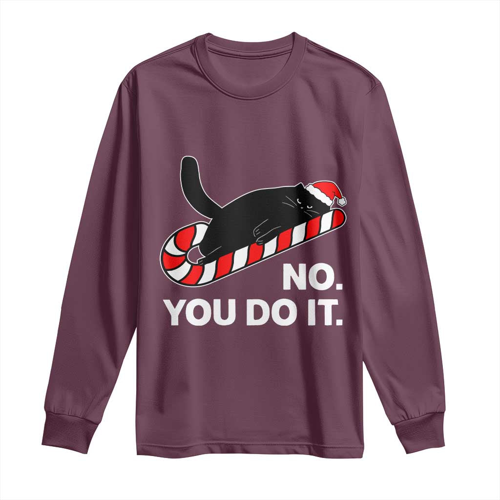 Funny Lazy Cat Christmas Long Sleeve Shirt No You Do It - Wonder Print Shop