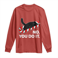 Funny Lazy Cat Christmas Long Sleeve Shirt No You Do It - Wonder Print Shop