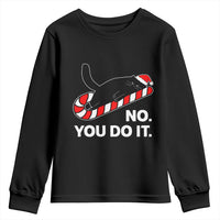 Funny Lazy Cat Christmas Youth Sweatshirt No You Do It - Wonder Print Shop