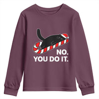 Funny Lazy Cat Christmas Youth Sweatshirt No You Do It - Wonder Print Shop