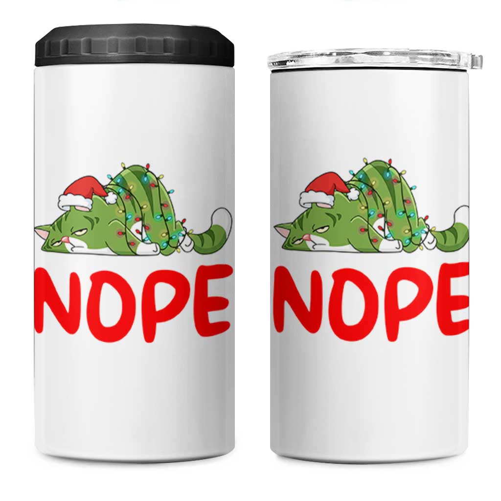 Funny Lazy Cat Christmas 4 in 1 Can Cooler Tumbler Nope Not Today - Wonder Print Shop