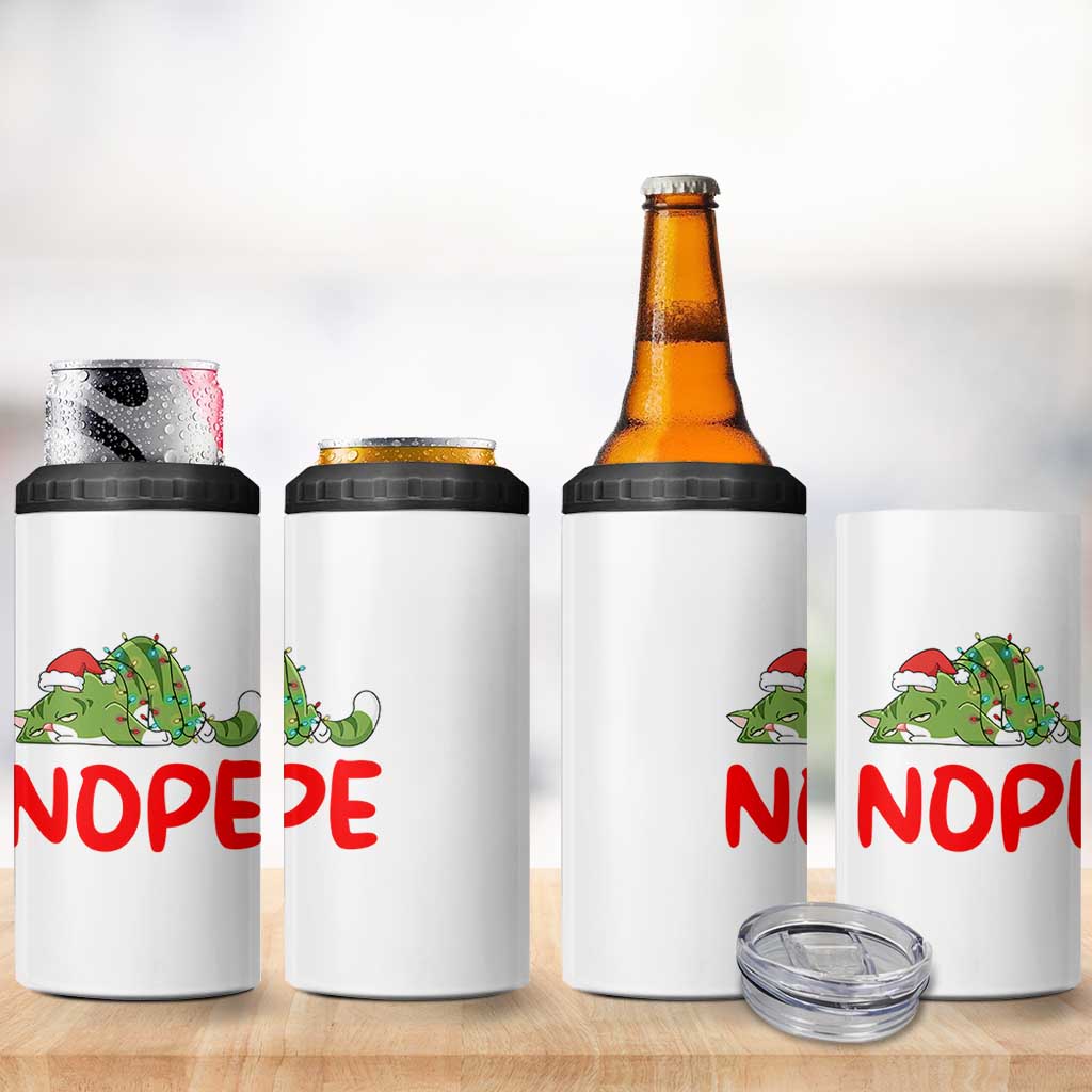 Funny Lazy Cat Christmas 4 in 1 Can Cooler Tumbler Nope Not Today - Wonder Print Shop
