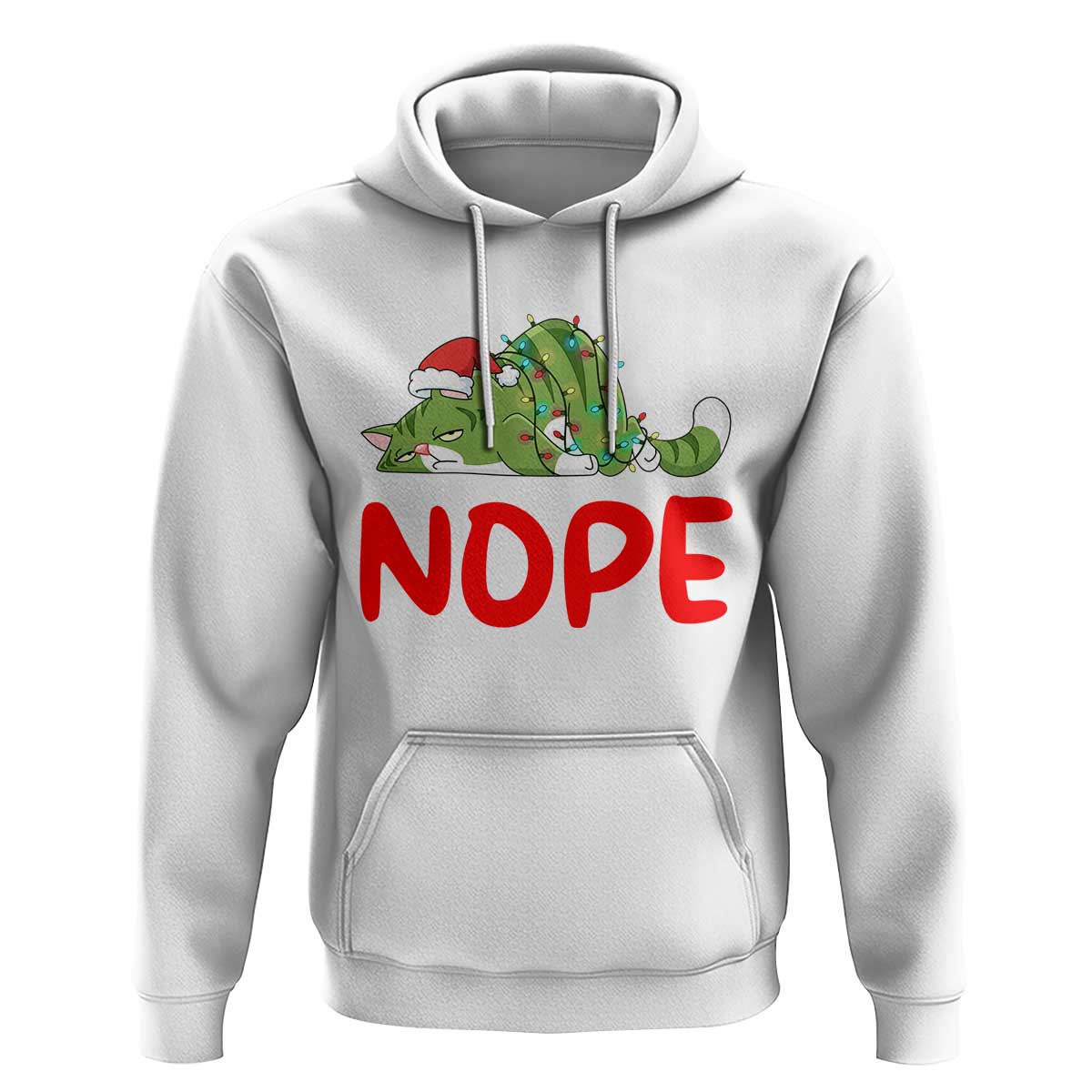 Funny Lazy Cat Christmas Hoodie Nope Not Today - Wonder Print Shop