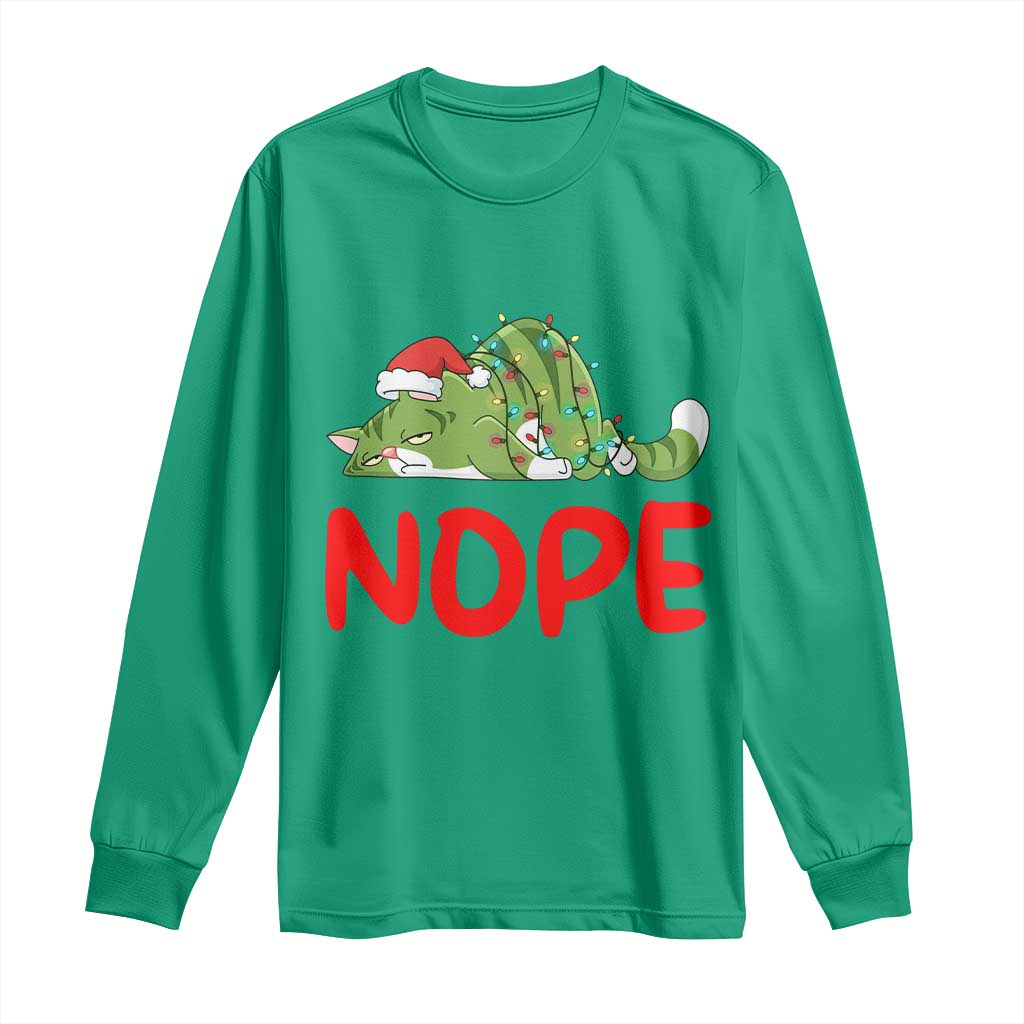 Funny Lazy Cat Christmas Long Sleeve Shirt Nope Not Today - Wonder Print Shop