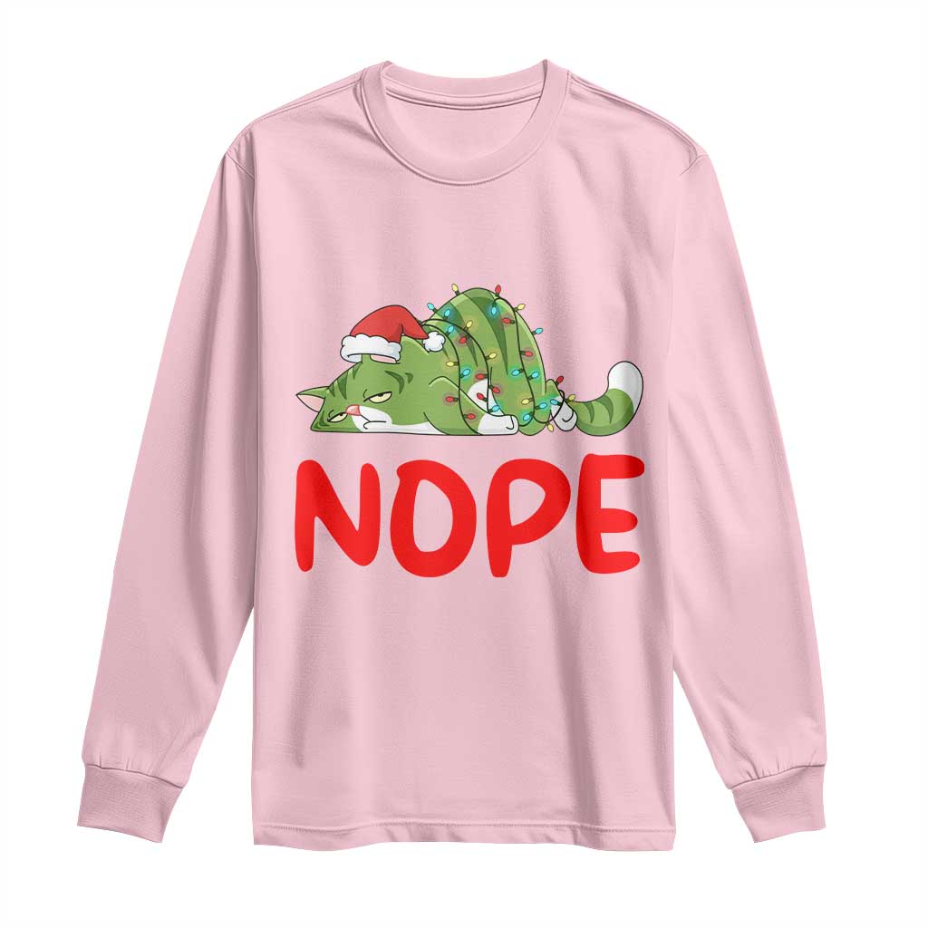Funny Lazy Cat Christmas Long Sleeve Shirt Nope Not Today - Wonder Print Shop