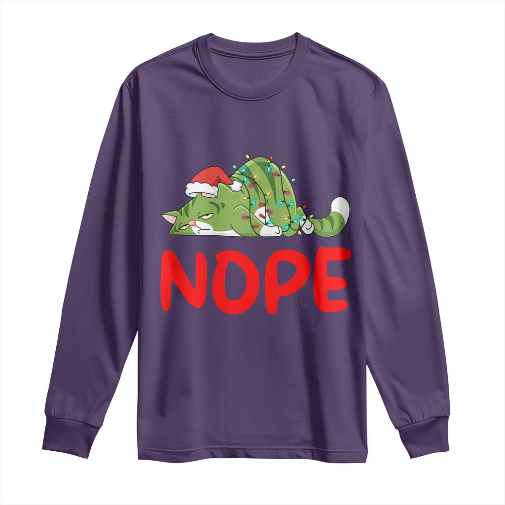 Funny Lazy Cat Christmas Long Sleeve Shirt Nope Not Today - Wonder Print Shop