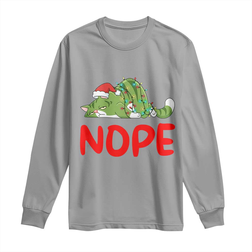 Funny Lazy Cat Christmas Long Sleeve Shirt Nope Not Today - Wonder Print Shop