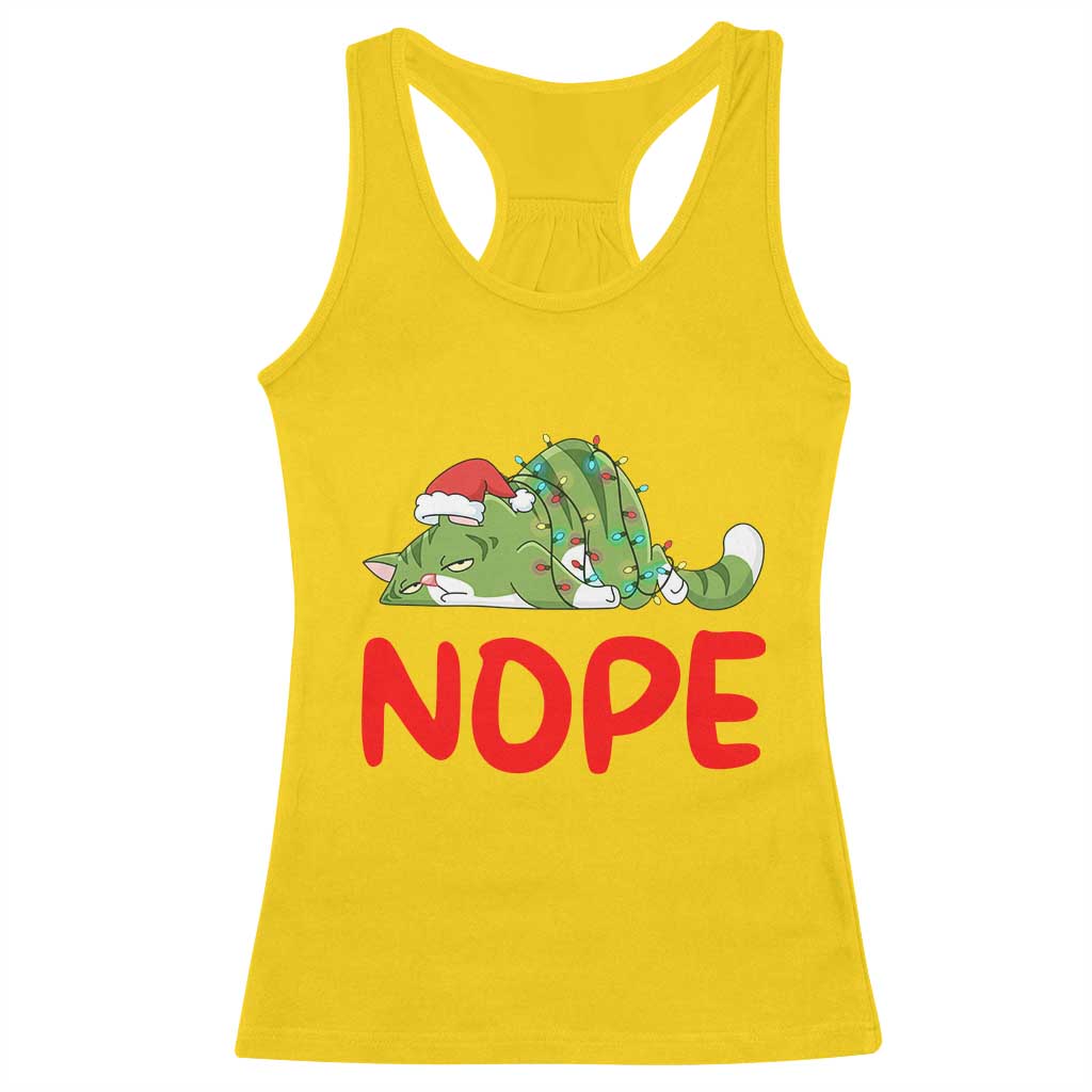 Funny Lazy Cat Christmas Racerback Tank Top Nope Not Today - Wonder Print Shop