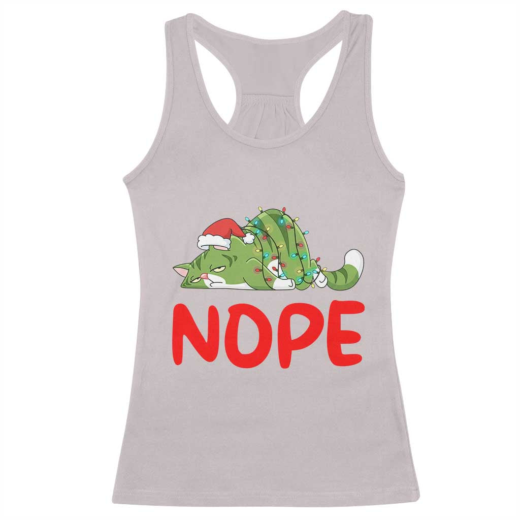 Funny Lazy Cat Christmas Racerback Tank Top Nope Not Today - Wonder Print Shop